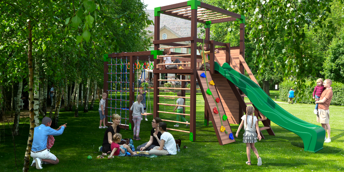 Детская площадка SPORTS GROUND- SLIDE (Спортивная площадка с горкой)